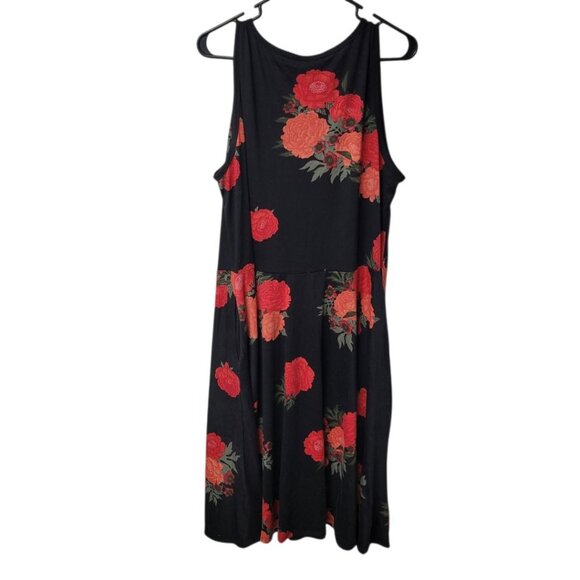 Lularoe Dress Sleeveless Black Red Roses Pockets Womens 2X Basic Classy - Picture 2 of 8